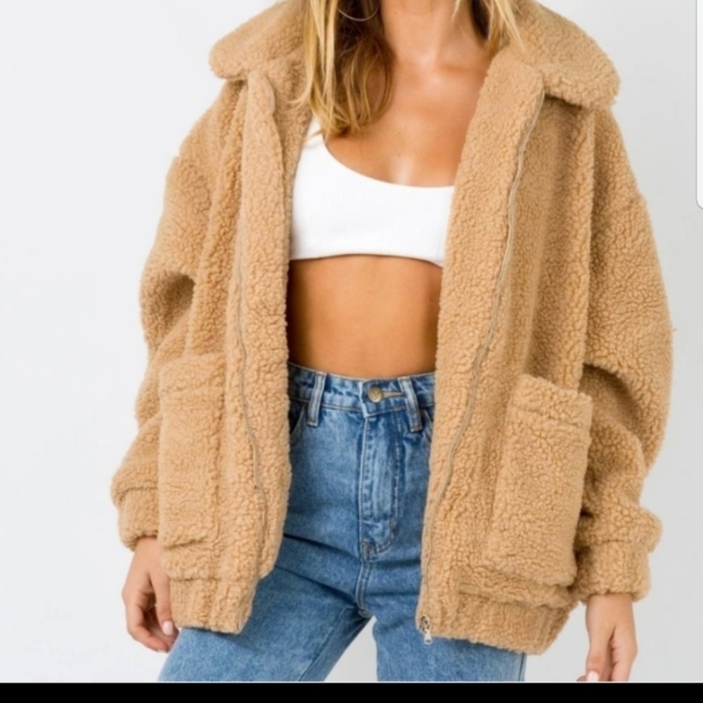 I AM GIA S Borg Sherpa Teddy Zip Up Jacket Coat